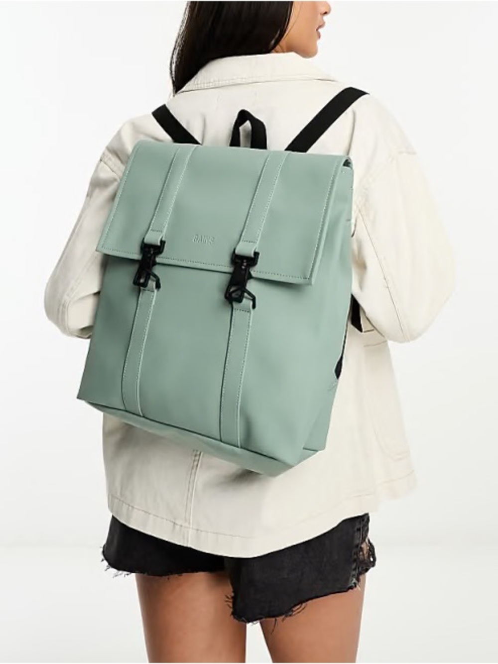 Rains Mini Light Green MSN Roll-Top Backpack